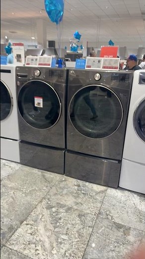 LG front load washer and gas dryer black steel