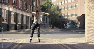 african american man dancing loop hip hop dancer in street performer doing freestyle dance 4k