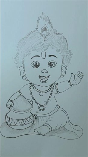 drawing of krishna ji with pencil shading #trends