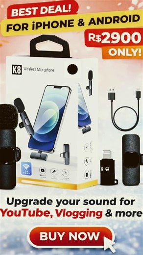 K8 Wireless Microphone – iPhone & Android ke liye Best Mini Mic | YouTube & Vlogging Pro Sound