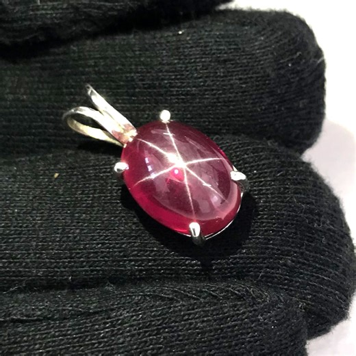 Red Star Ruby 925 Sterling Silver Pendant: Handmade Oval Gemstone, 12x10mm - Etsy