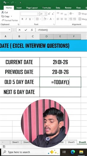 Current Date se Previous, Next 5 Day & Old 5 Day kaise nikale?🔥 How to find date in Excel #ytshorts