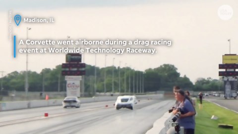 Corvette goes airborne in dramatic crash