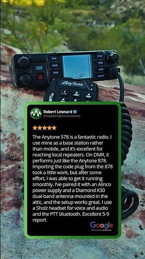 "The Anytone 578 is a fantastic radio and it’s excellent for reaching local repeaters." #testimonial