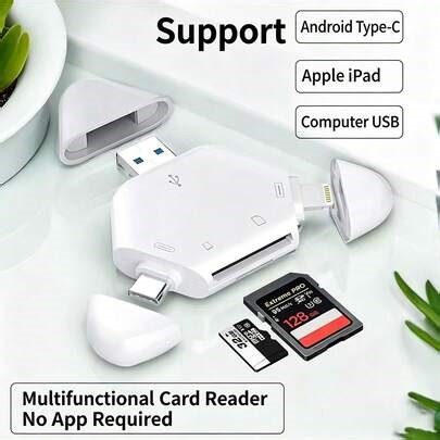 Lector de tarjetas magnético 3 en 1, lector USB/Lightning/Tipo-C multifuncional con 3 interfaces USB3.0 compatible con iPhone, Tipo-C, USB, computadora, cámara, Android, tableta, lector de tarjetas SD/TF OTG | SHEIN