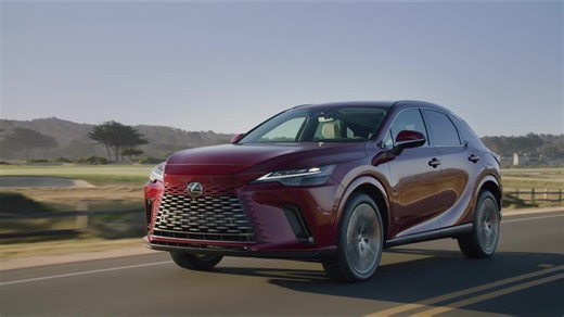 All-new 2023 Lexus RX 350h AWD in Matador red Driving Video