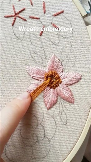 Big floral wreath embroidery pattern🌸 #embroidery #tutorial #diy #handmade #art #craft #stitch