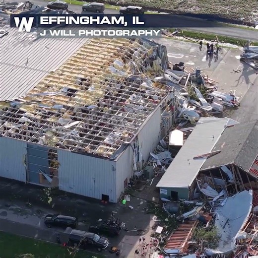 Drone Shots Show Damage After Monster Effingham, IL Tornado