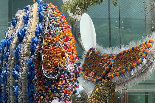 Giant whale made of plastic bottles ‘beached’ in Bangkok, Thailand