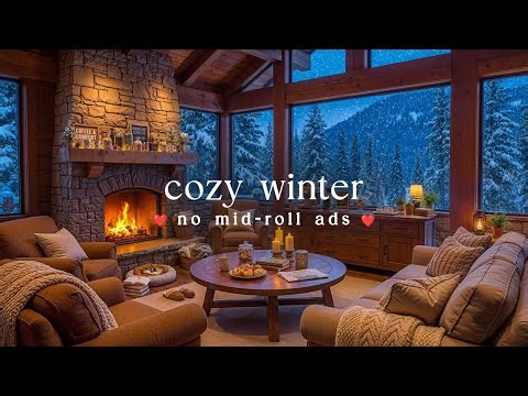 ❄️ Cozy Winter Jazz (NO MID-ROLL ADS) – Fireplace Comfort & Snowy Night Ambience