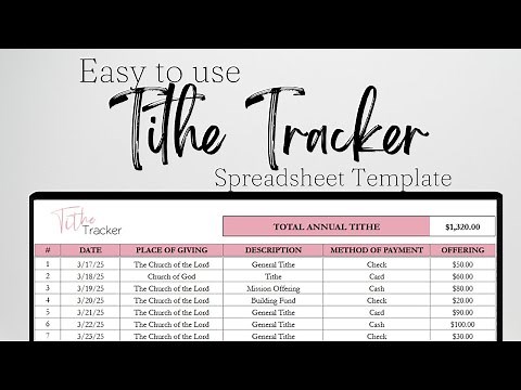 Tithe Tracker Excel Spreadsheet, Tithes and Offerings, Church Donations, Contribution Google Sheets