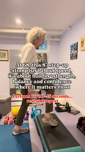 At 68, this 8” step-up stomp is training for real life. Why it matters: • Strengthens legs for stairs, curbs, and getting up with ease • Improves balance and coordination • Supports long-term independence and confidence Comment “skool” to join my Skool community, where you’ll get coached strength, longevity-focused movement, and a supportive space to keep showing up for your body. #fitnessmotivation #fitnessjourney #fitat60 #stepups #igfitness #fitforlife #fypage #foryoupage #workoutoftheday | A