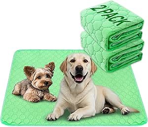 Enmaipet 2 Pack 40"x28" Green Extra Heavy Absorbency Washable Underpads, Waterproof Quick-Drying Reusable Incontinence Bed Pads Dog Pee Pads & Non-Slip Pet Training Pads for Dogs, Cats, Seniors, Bunny