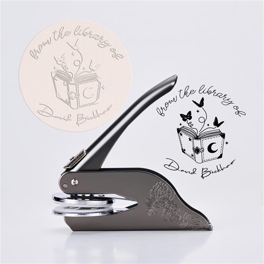 Custom Library Stamp, Embossing Seal, Self-inking, Wooden Book Stamp, Personalized Ex Libris, Book Lover Gift - Etsy