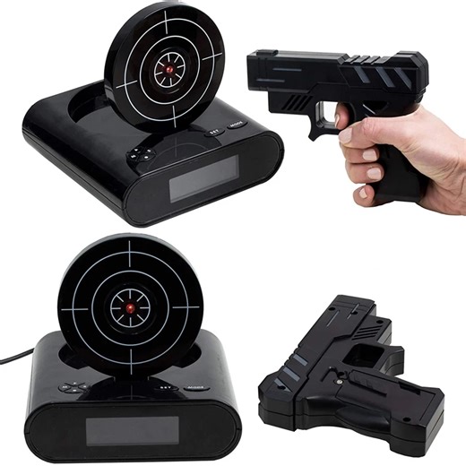 Electronics Desk Clock Digital Gun Alarm Clock Gadget Target Laser Shoot For Children's Alarm Clock Table Awakening - CJdropshipping