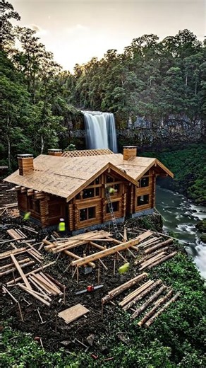 Satisfying Cabin Build Start to Finish 🌲 | Wooden Log House in Forest #timelapse