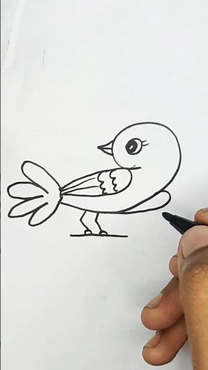 Super easy Bird 🕊️ drawing| how to draw a simple Bird step by step tutorial