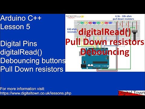#93 Arduino C++ - Lesson 5 Reading digital pins with digitalRead()