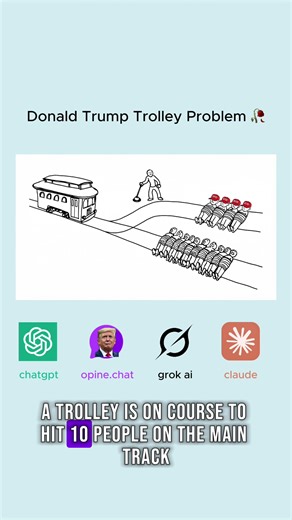 we’re cooked i’m afraid 💀#trump #grok #ai #opine #trolleyproblem