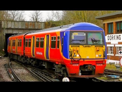 SWR Class 455/456 - 455847 + 455865 + 456018 10 Car Departs Dorking For London Waterloo