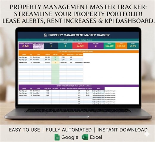 Landlord Rent Tracker Excel – Property Management Spreadsheet, Tenant P&L Dashboard | Google Sheets - Etsy
