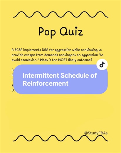 An intermittent schedule of reinforcement occurs when a behavior is reinforced some of the time, but not every time it occurs. This is in contrast to continuous reinforcement, where every response is reinforced. Intermittent schedules are used after a behavior is learned to make it more resistant to extinction and more durable over time. There are four main types: \t•\tFixed Ratio (FR): Reinforcement after a set number of responses \t•\tVariable Ratio (VR): Reinforcement after an average number 