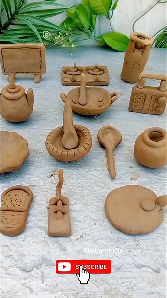Amazing technique make handmade kitchen set with clay||miniature polymer kitchen set mitti |#kitchen
