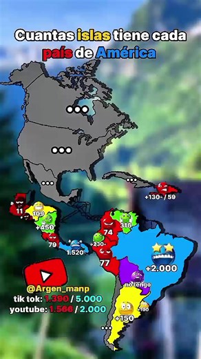 cuantas islas hay en cada país de América #mapping | map of america