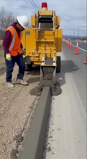Robot Curb Extruder Creates Perfect Roadside Curb