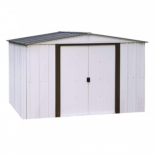 Reviews for Arrow Newport 10 ft. x 12 ft. 2-Tone Eggshell and Coffee Galvanized Metal Shed with Sliding Lockable Doors | Pg 5 - The Home Depot