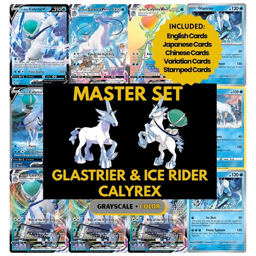 Glastrier and Ice Rider Calyrex Master Set Binder Pages, Pokemon Placeholder Cards, Printable PDF & Digital Download - Etsy