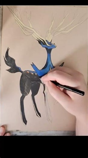DRAWING EVERY SINGLE POKEMON - XERNEAS #art #pokemon #legendary #gen6 #kalos #pencils #antlers