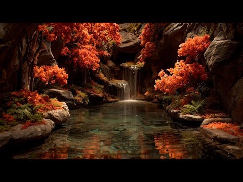 Hidden Autumn Retreat 🍂 Cozy Waterfall Ambience for Relaxation & Sleep