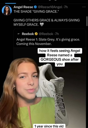 going from Angel herself and @Queen 👑 B getting me her shoes from this video to then getting this exact pair a few weeks ago..feeling blessed and I LOVE THE WNBA #onthisday #angelreese #wnba #ar1s #givinggrace