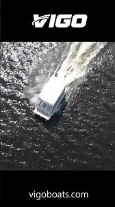 VIGO cabin cruising pontoon boat Voyager V20 - aerial footage.