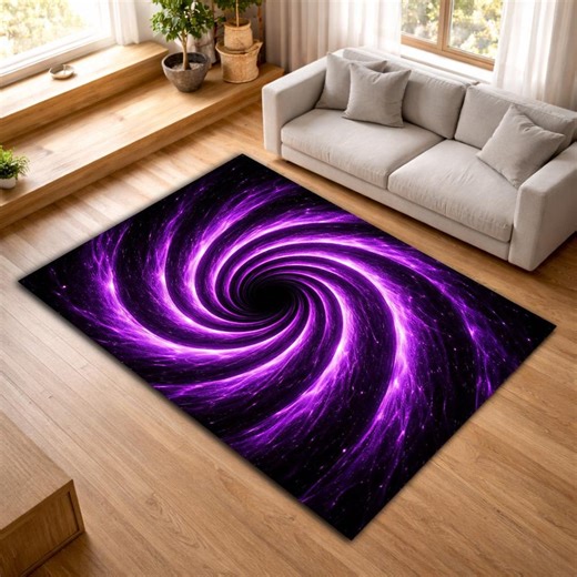 Ultra Violet Galaxy Vortex Rug – Luminous Cosmic Swirl Modern Area Carpet - Etsy