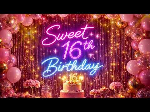 Sweet 16 Birthday Neon Party Background | Ultra HD 4K Smart TV Screensaver