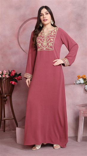 Maxim Creation | Soft rose pink, delicate thread embroidery, and a flowy silhouette that moves with you. 🌺 This kaftan dress is made for everyday elegance,... | Instagram