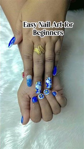 Blue & White Floral Nail Art Design | Easy Nail Art for Beginners | Step by Step Tutorial