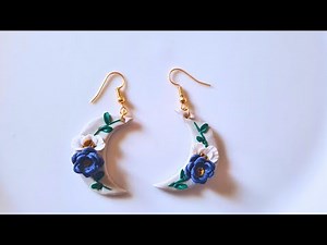 DIY Polymer Clay Half Moon Flower Earrings | Cozy Tutorial Video | A Day In The Life Of An Introvert