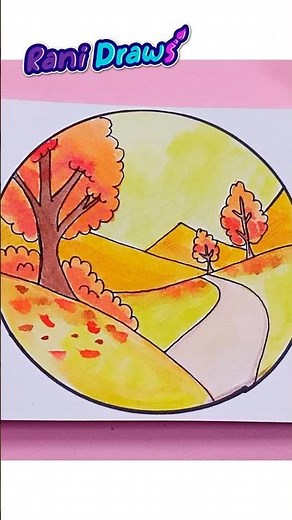 Dibujando un paisaje de otoño super fácil #shorts #paisajes #drawing
