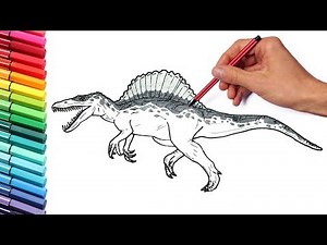Drawing and Coloring Spinosaur from Jurassic Parck 3 - Dinosaurs Color Pages For Childrens