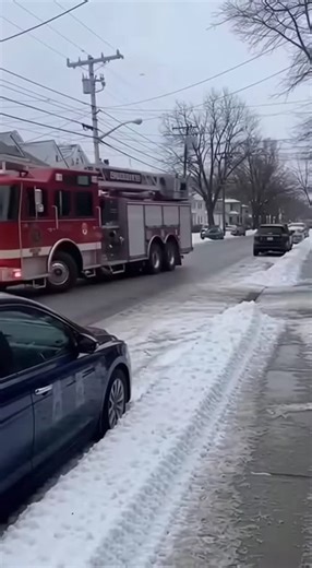 Jane Hodges on Instagram: "Witness an incredible incident on a snowy American street! In this short but intense POV video, filmed by an eyewitness, you'll see a fire truck responding to an emergency call, encountering treacherous black ice. In the opening seconds, the camera captures the red rescue vehicle slowly navigating an icy driveway. But just moments later, on the slippery winter road, the fire truck loses control. The winter weather and icy conditions lead to a dangerous skid. The vehicl