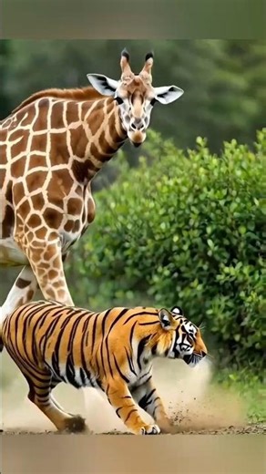 Tiger 🐅 VS Giraffe🦒 Fight #wildlife #wildphotography