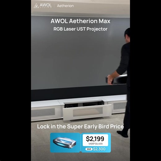 ⚡ Set Up Your Cinema in Minutes 🙌 Plug, play, and watch. Studio-grade colors and effortless daytime viewing, ready in minutes. ✅ Save $2300, 51% Off ✅ 2-Year Hassle-Free Warranty | AWOL Vision
