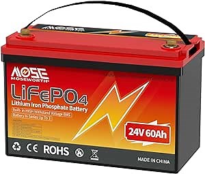 24V Lifepo4 Battery, 60Ah Lithium Trolling Motor Battery, BMS Protection Lightweight Safety Last Longer for Backup Power and Off Grid Applications