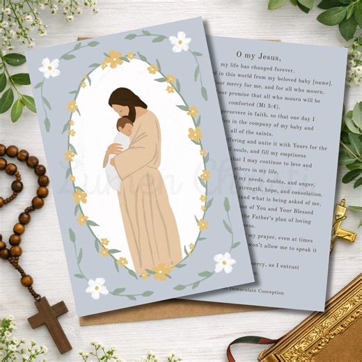 Catholic Miscarriage Prayer Card, Baby Loss Holy Card - Etsy