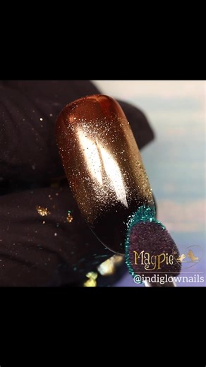 3.5K views · 49 reactions | Dive into this stunning bronze-to-teal gradient magic! ✨ Watch how I craft this fancy nail art step-by-step with @magpie_beauty products. What’s your go-to color combo? Comment below, tag a friend who needs this inspo, and share to spread the sparkle! #NailArt #Nails #Nailsofinstagram | Indiglow Nails | Facebook
