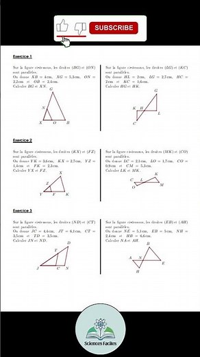 Exercices avec correction du théorème du Thalès#maths 👍👍#maths