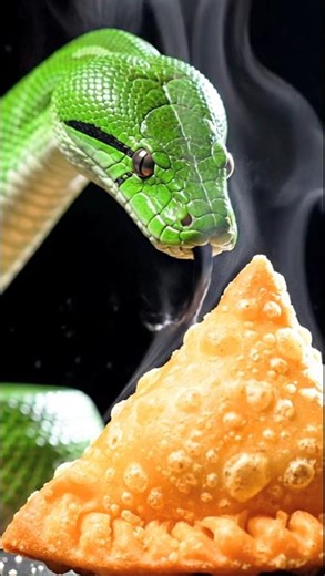 Snake Eating Samosa 🐍🥟 | Funny & Surprising AI Video | You Won’t Believe This!